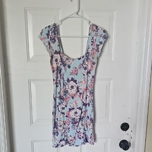 Chic Floral Mini Dress in Blue and Purple